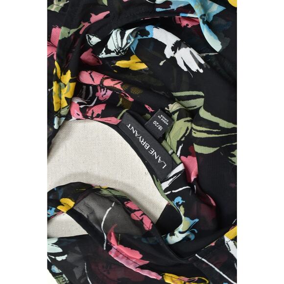 Lane Bryant Plus Size 18/20 Cold Shoulder Floral Tunic Top Blouse Polyester - Picture 6 of 8